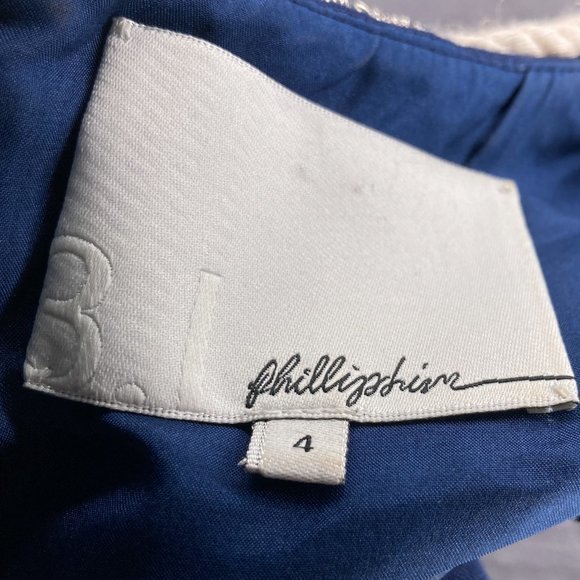 3.1 Phillip Lim Size 4 Navy Hand Embellished Pearl Silk Wool Cotton Sheath Dress - Picture 4 of 6